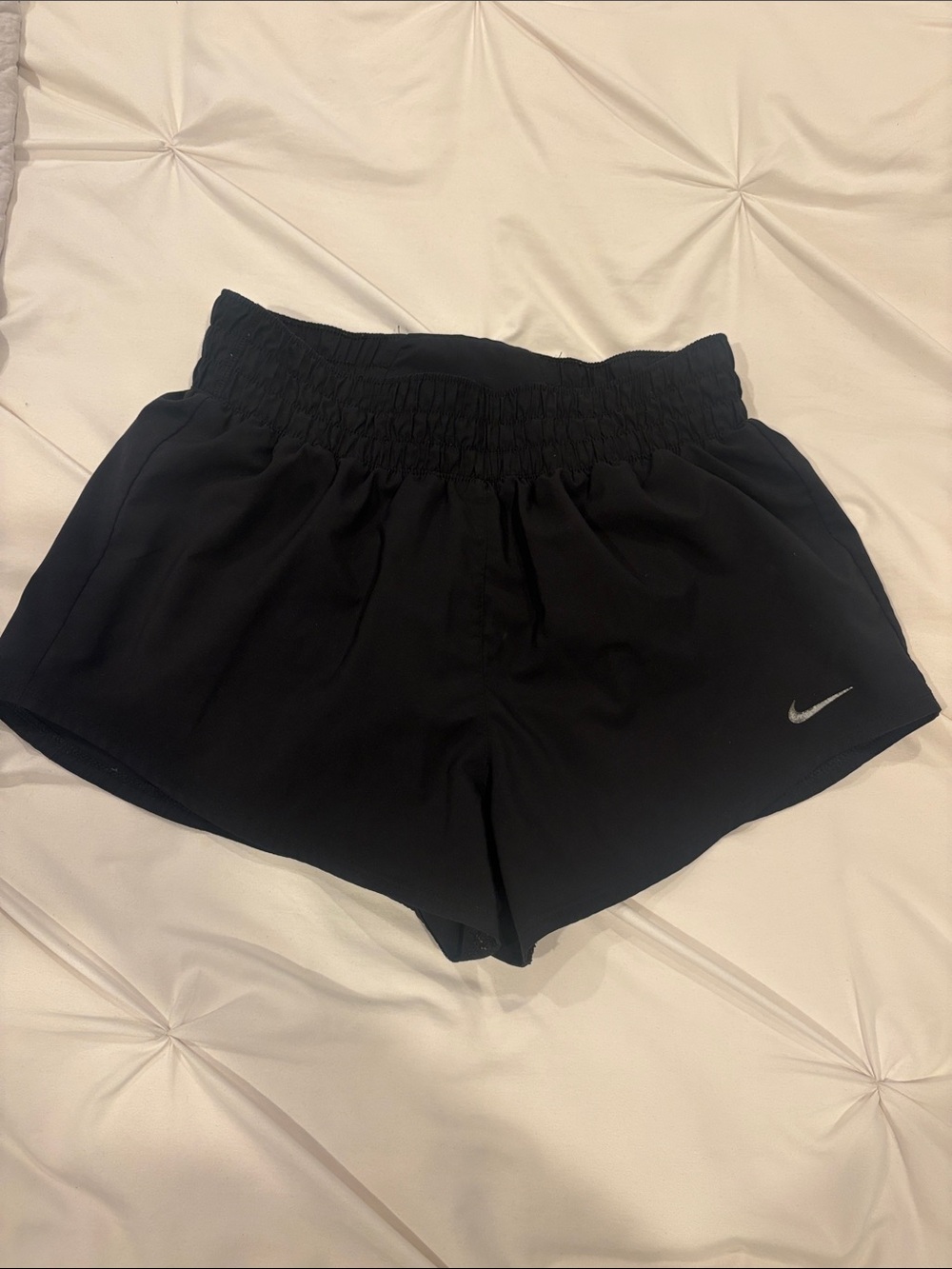 Nike Black Women's Runner Shorts with High Smocked Waist